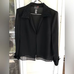 Scarlett black blouse size 10 lace cuffs lace collars women top dressy